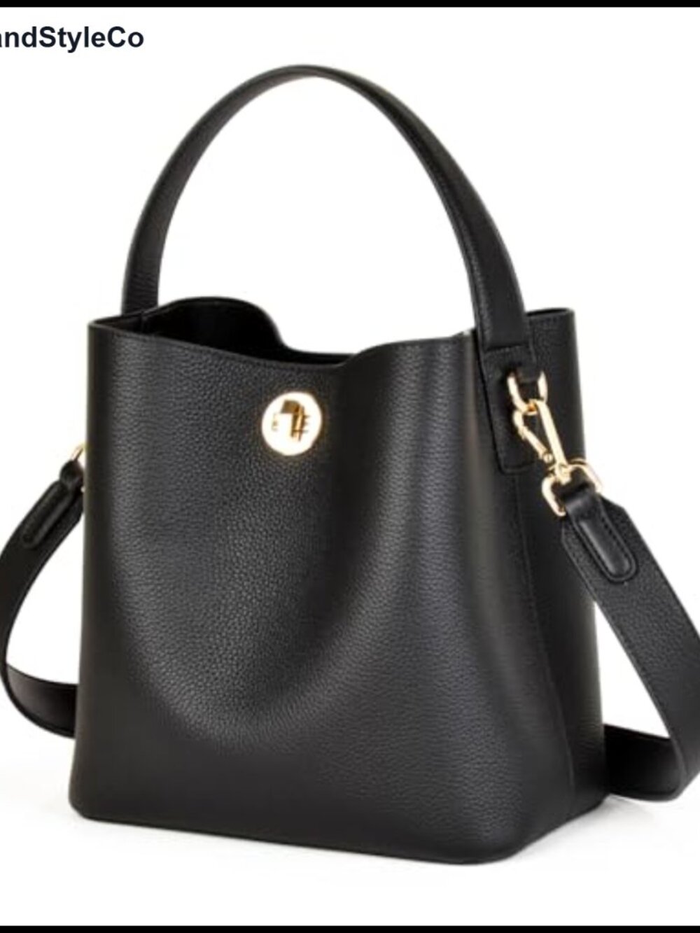 Genuine Leather Bucket Tote Bag for Women Adjustable Shoulder Strap